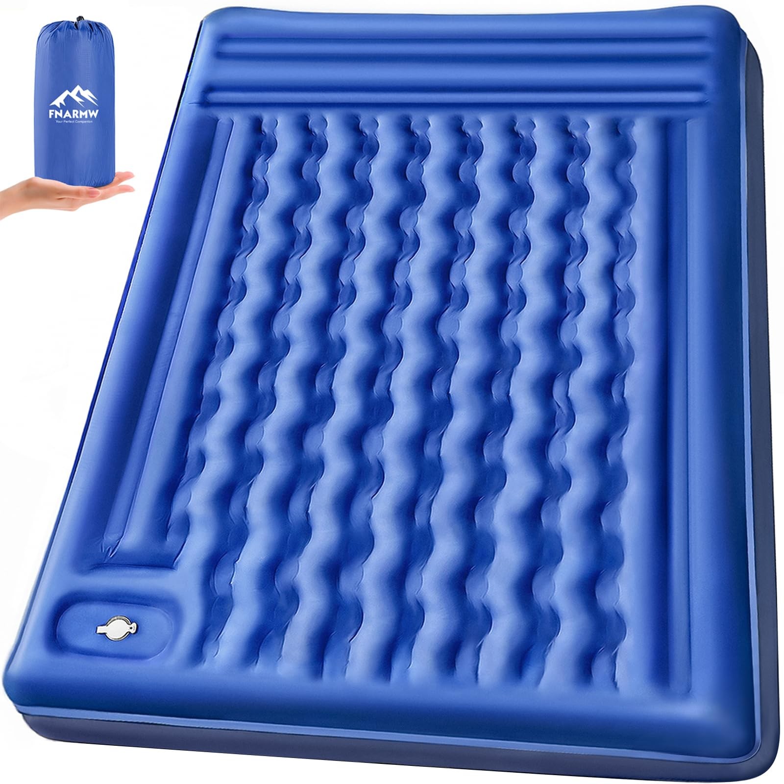 FNARMW Double Sleeping Pad Camping, Self Inflating 6'' Full, Navy Grey