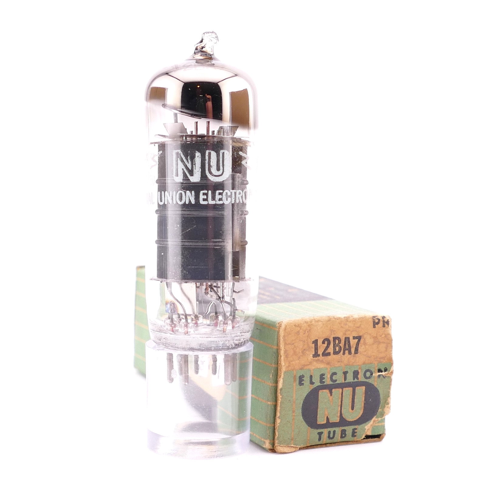 One Excellent NU 12BA7 Tube NOS NIB Black Plate D Getter Test[%]: 115 TV-7