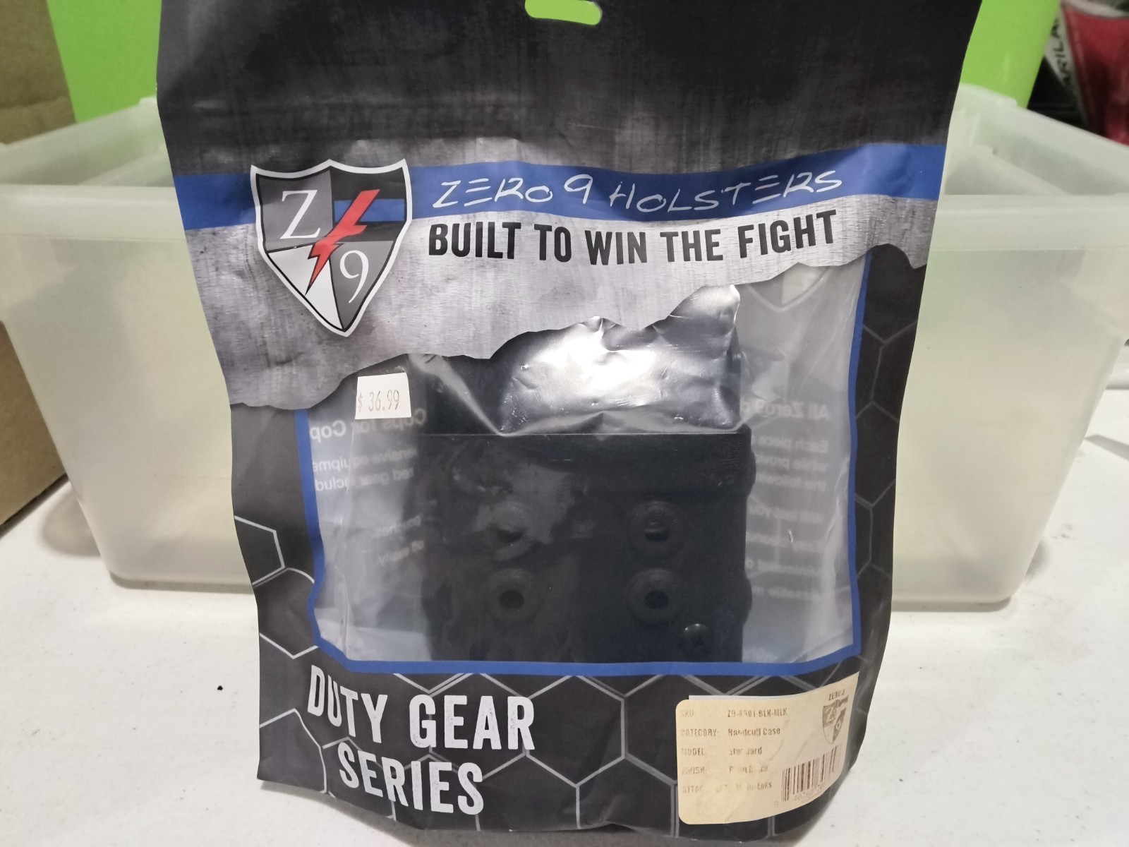 Zero9 Z9-4001-BLK-MLK Standard Handcuff Case, Plain Black, Molle