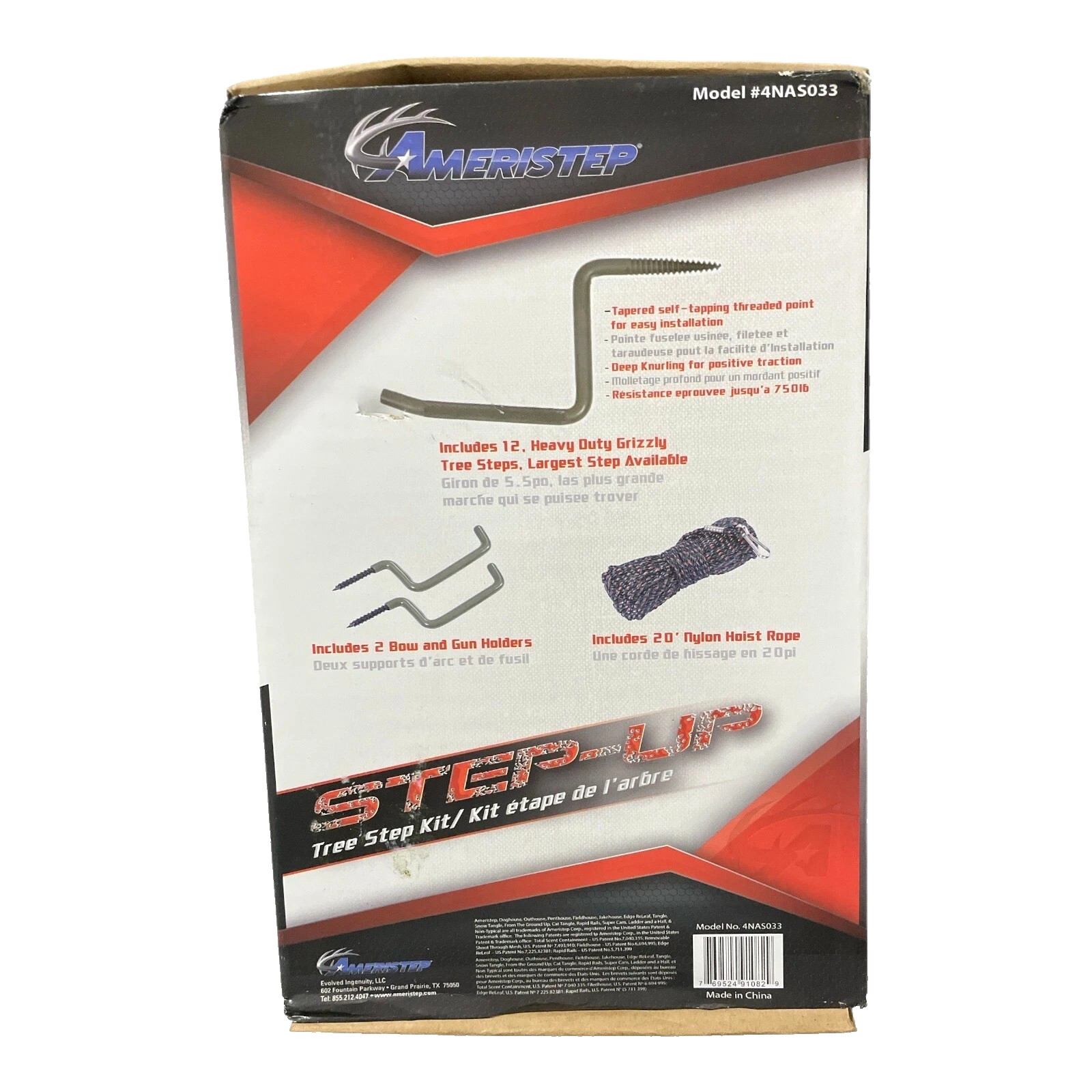 AMERISTEP TREE STEP 12 Pack with a 5.5" Step Area 2 Bow/Gun Holders & Hoist Rope