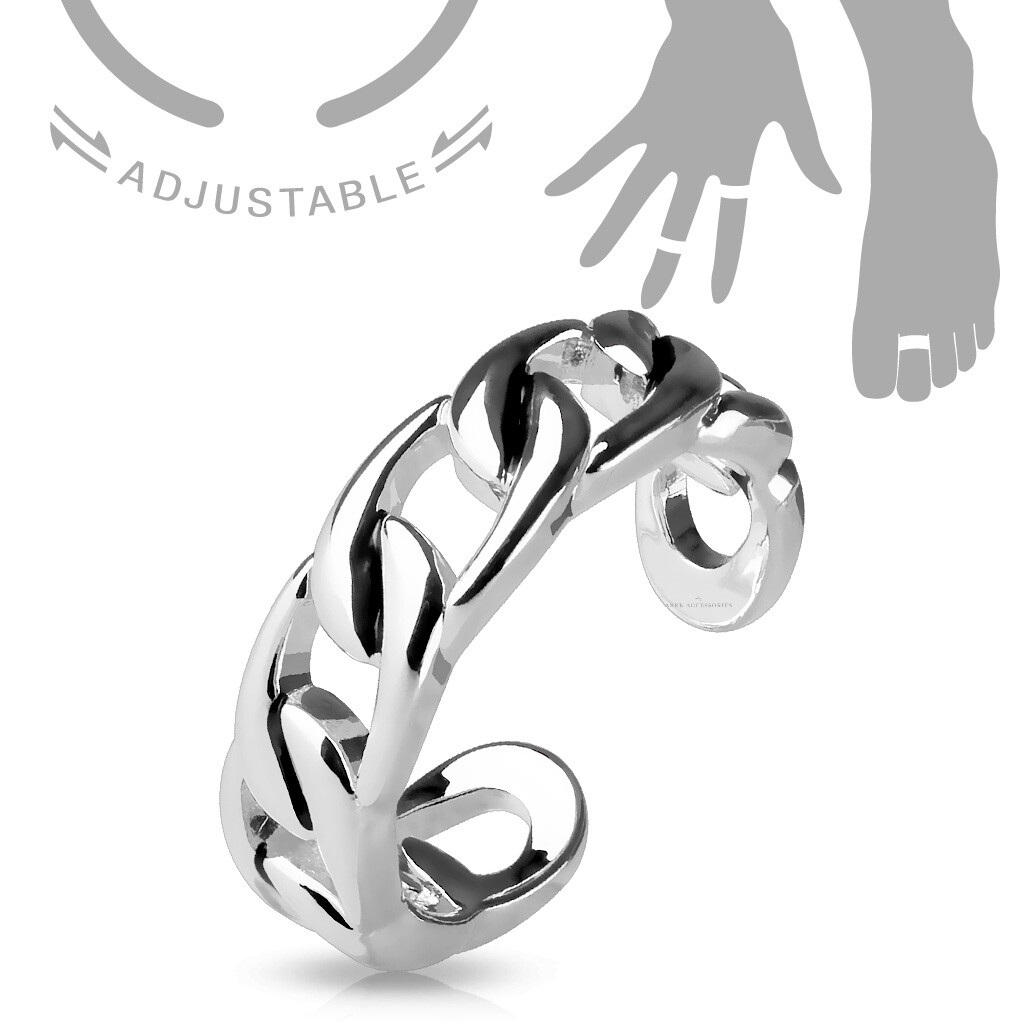 Toe Ring Linked Chain Adjustable Open Midi Finger Knuckle Thumb Stacking Band