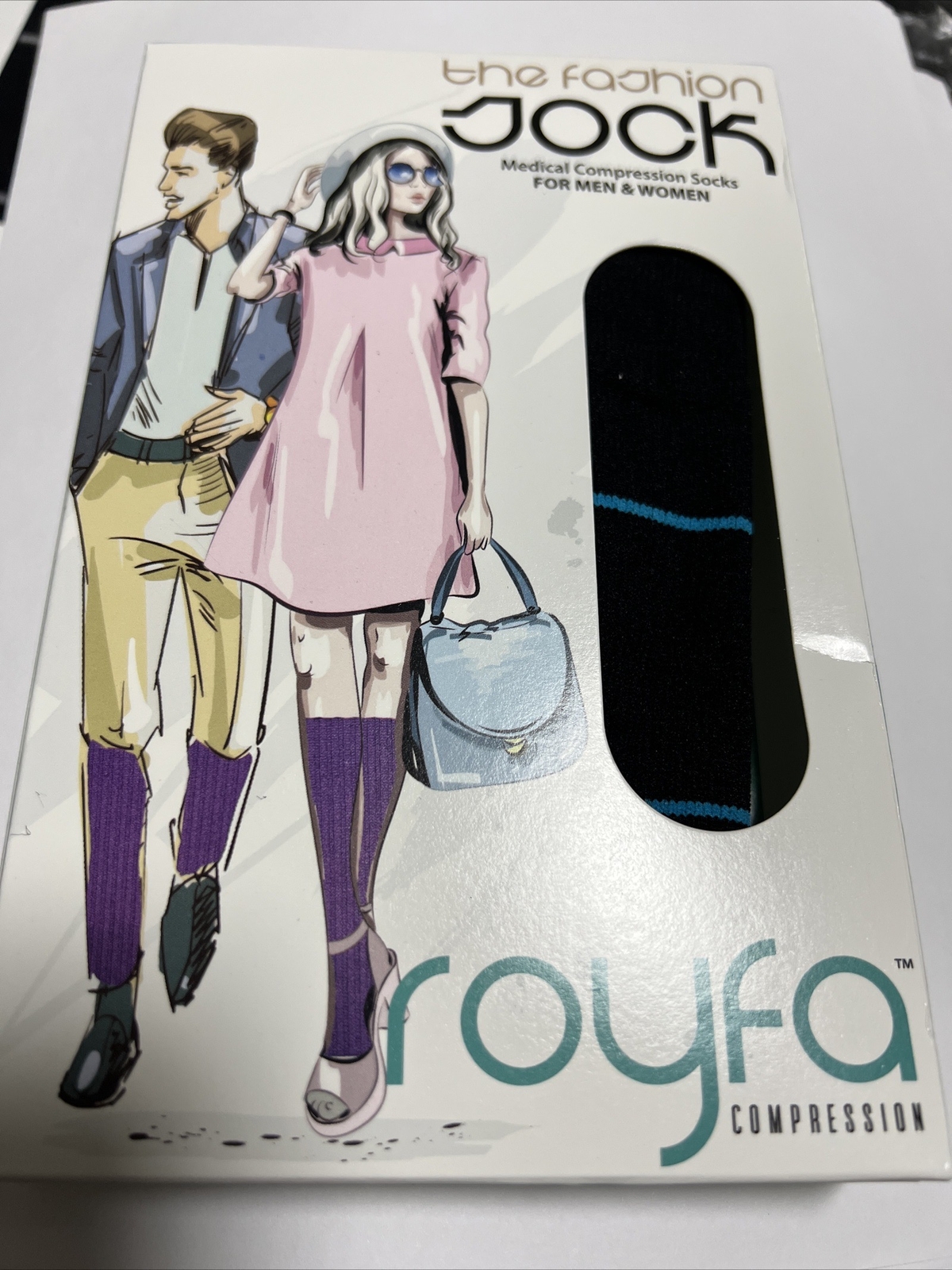 Royfa Medical Compression Socks Medium Blue Stripe 15-20mmHg unisex