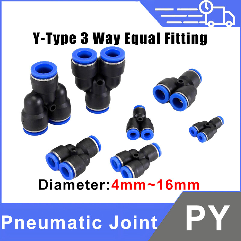 Nylon Y Type 3 Way Pneumatic Push Fit Connector Hydraulic Push Fit Air 4mm~16mm