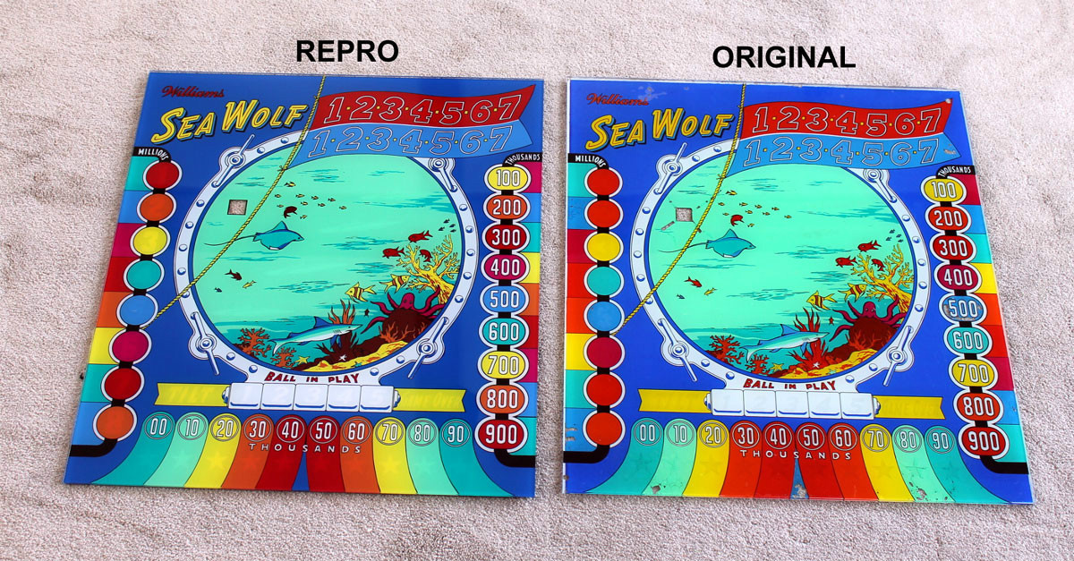 Williams 1959 SEA WOLF Pinball Machine BACKGLASS GREAT ART Drop In Replacement
