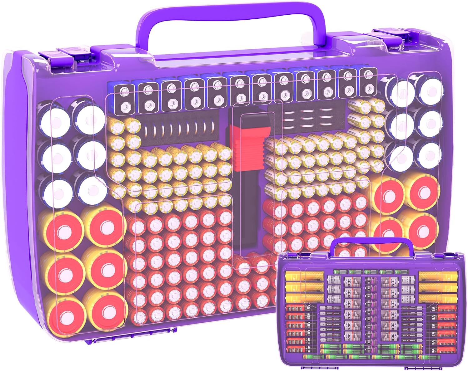 Battery Organizer Storage Holder Box Case with Tester 269 Batteries Double-Sided