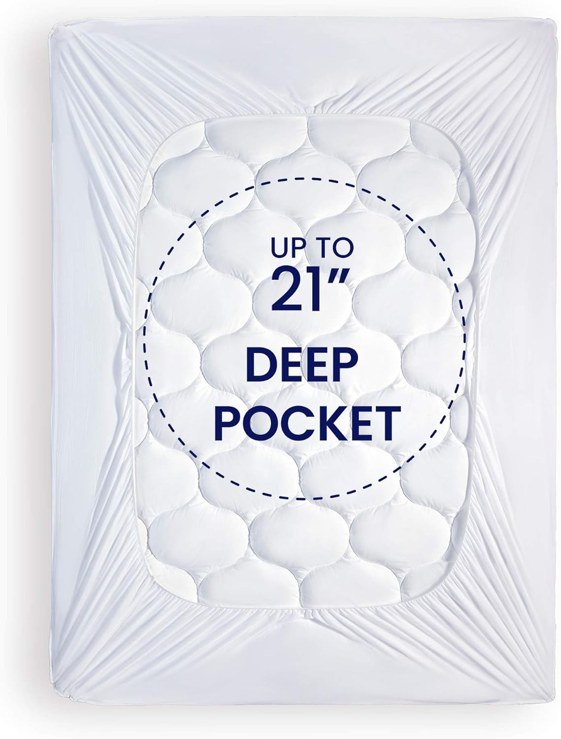 SLEEP ZONE Quilted Fitted King Size Mattress Pad King, Classic