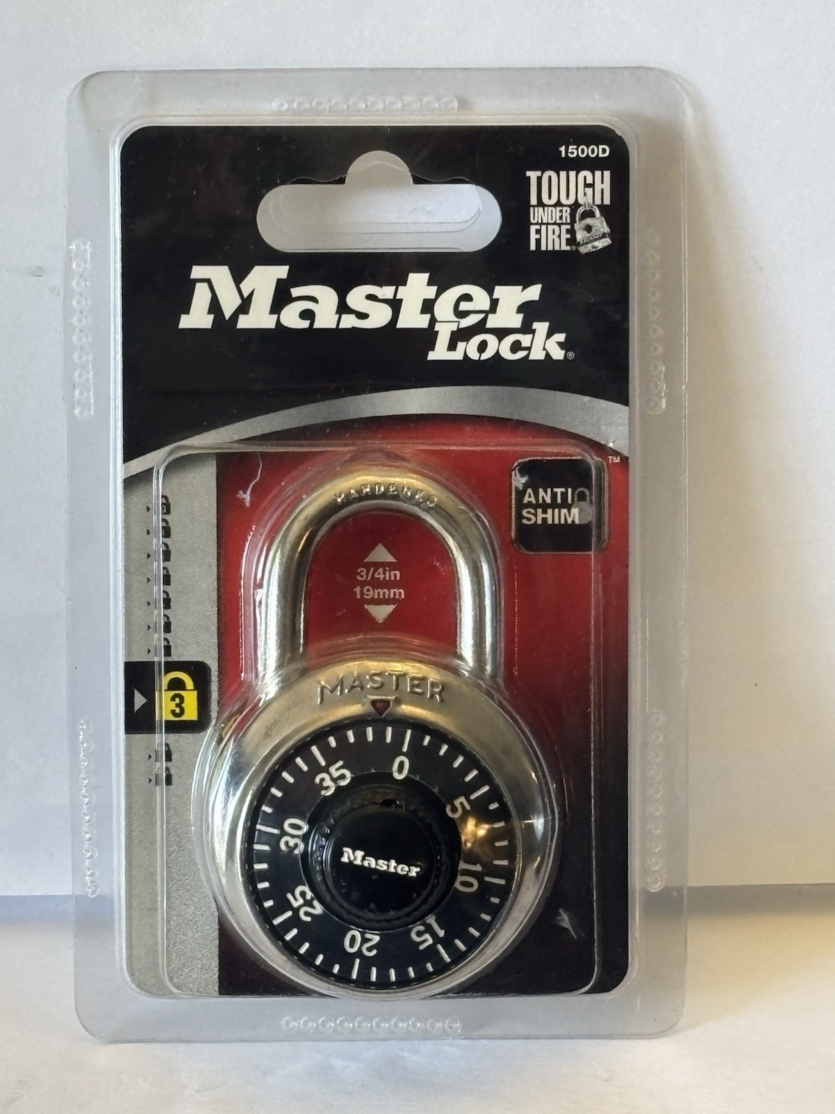 New Master Lock Padlock Combination Lock Anti-Shim 3-Digit Lock #1500D Black