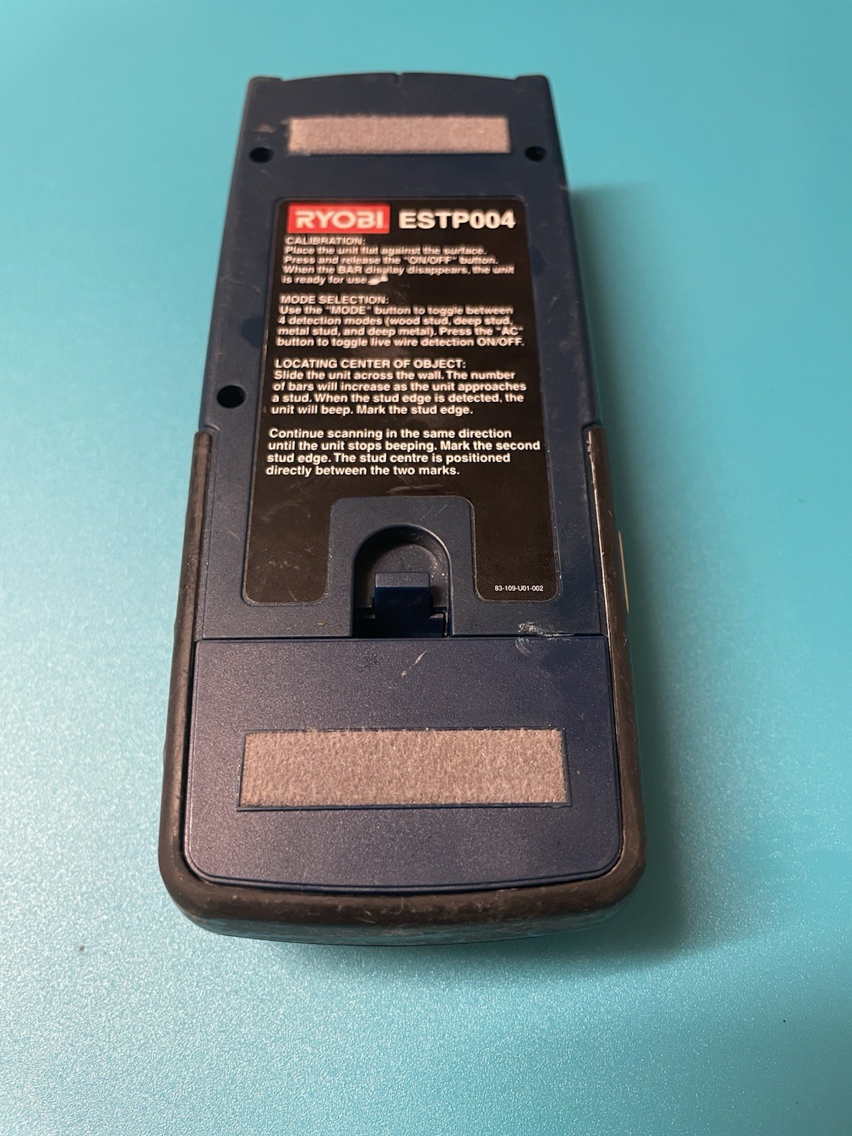 WORKING Ryobi Stud Finder ESTP004 W/BATTERY