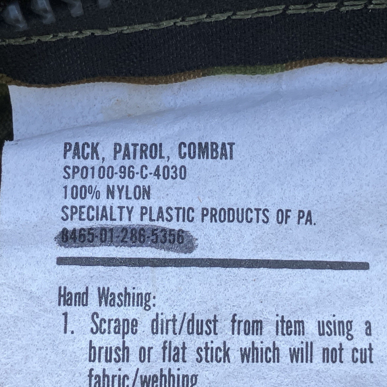 U.S Army Combat Patrol Pack SP0100-96-C-4030 Woodland Camo Backpack USA 🇺🇸