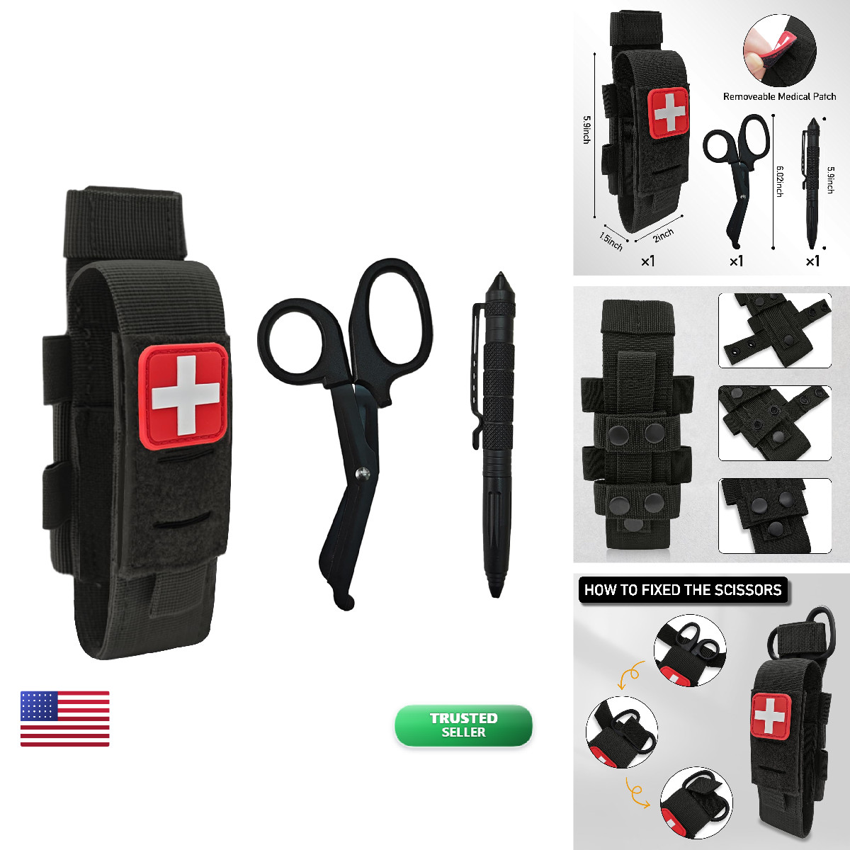 Tourniquet Holder Tactical TQ Pouch Small IFAK Trauma Shears Holder