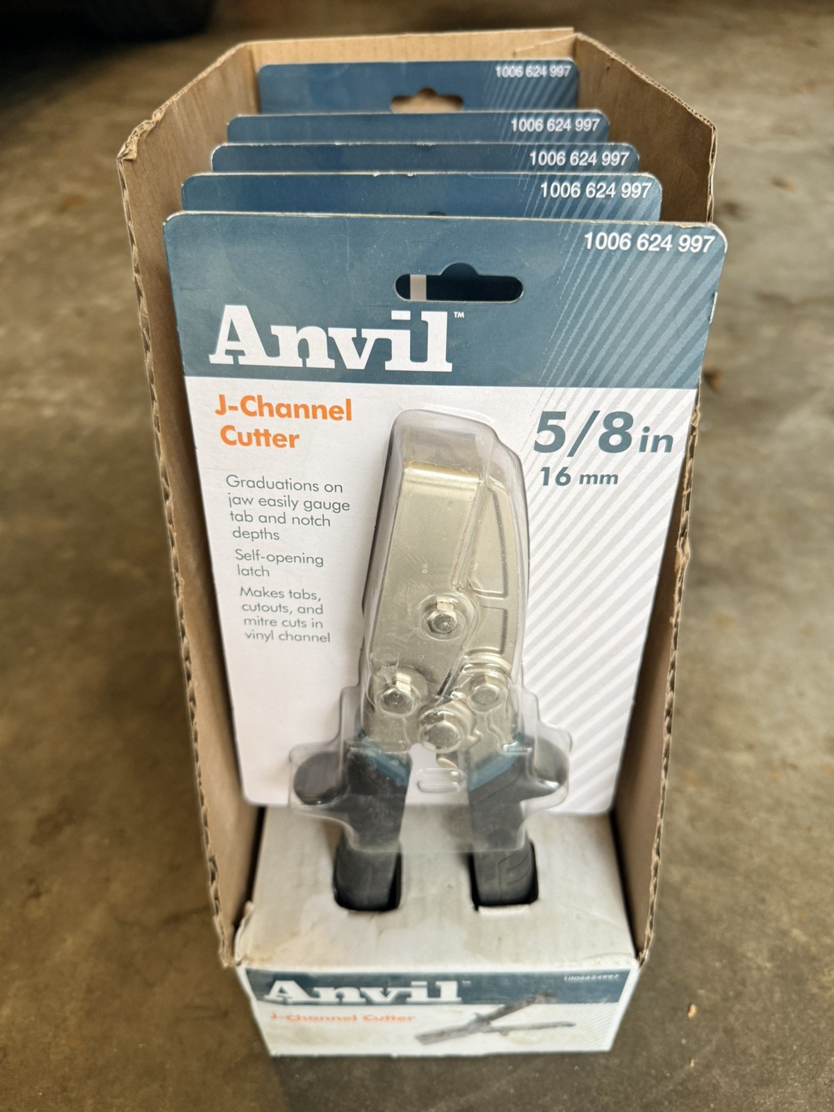 Lot of 5 Anvil J-Channel Cutters 5/8” 16 mm New and Factory Sealed