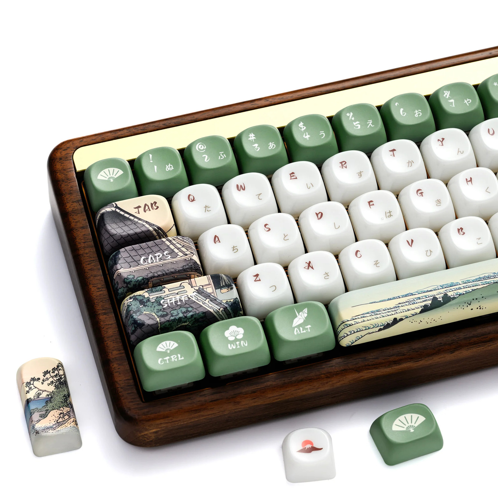 XVX Ceramic Glaze PBT Keycaps 129 Keys MOA Profile 5-Side Dye-Sub Green/White