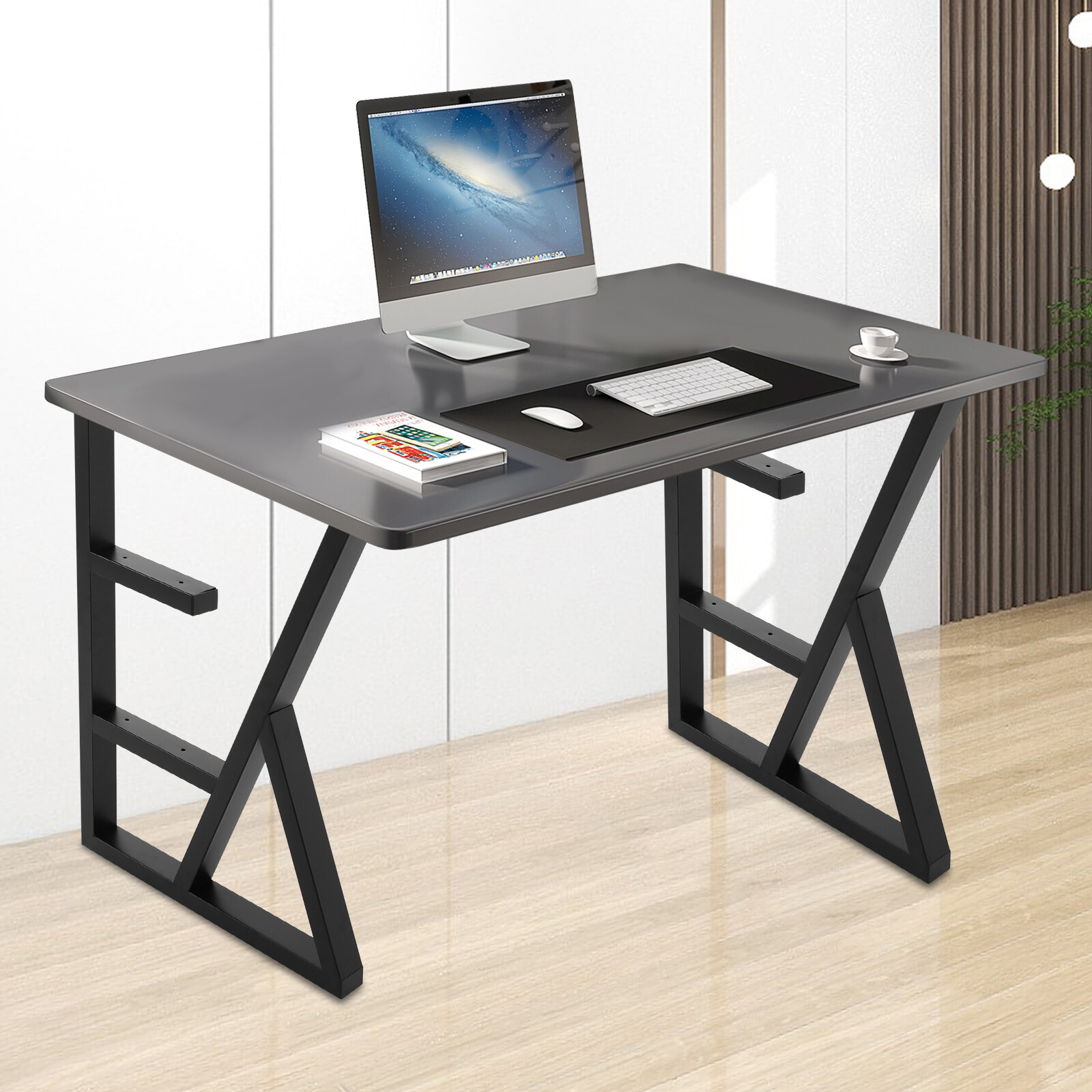 Set of 2 Industrial Black Table Leg Desk Legs Heavy Duty Furniture Legs 28" H