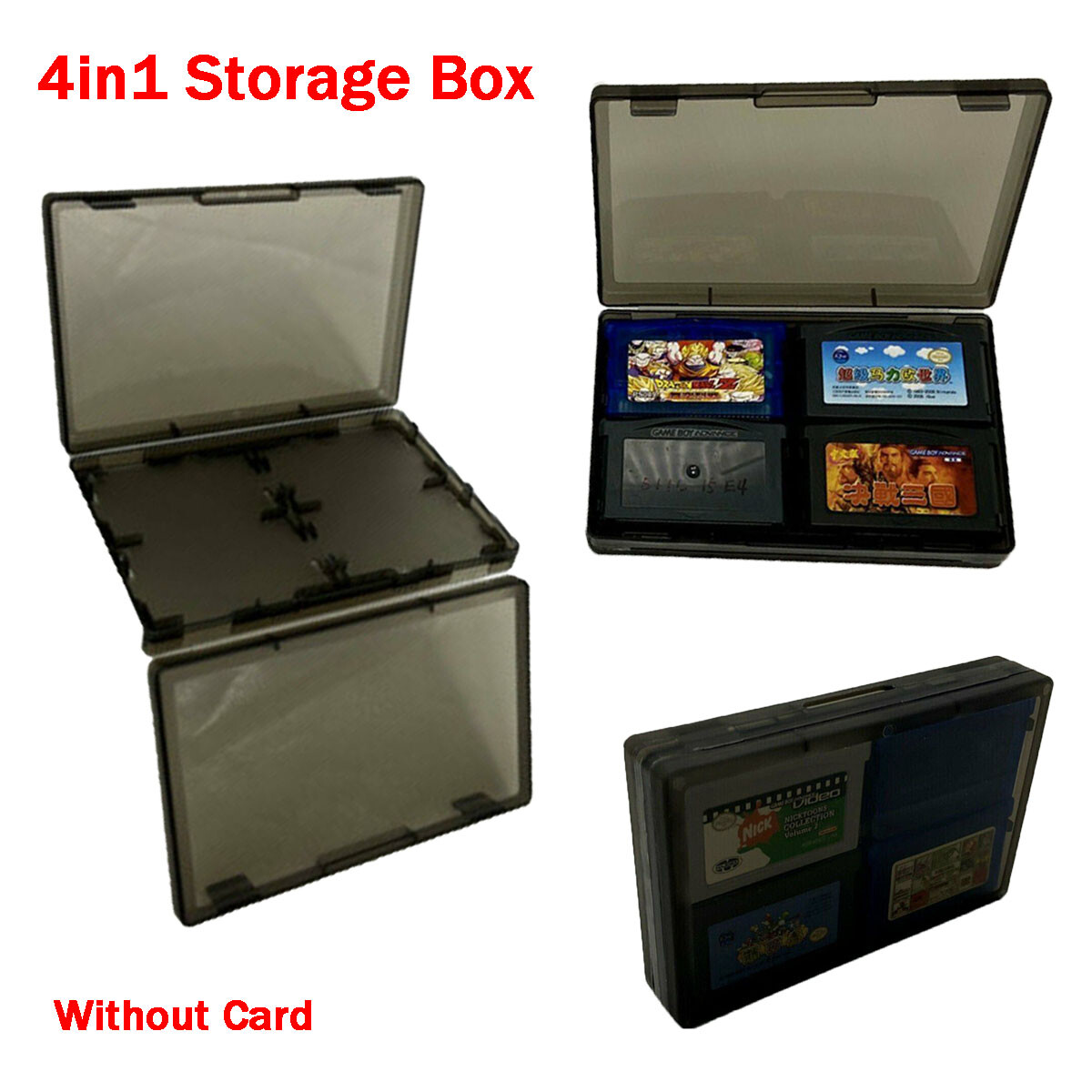 4in1 Large Storage Box Game Card Protective Case For GameBoy GBA GBASP Black