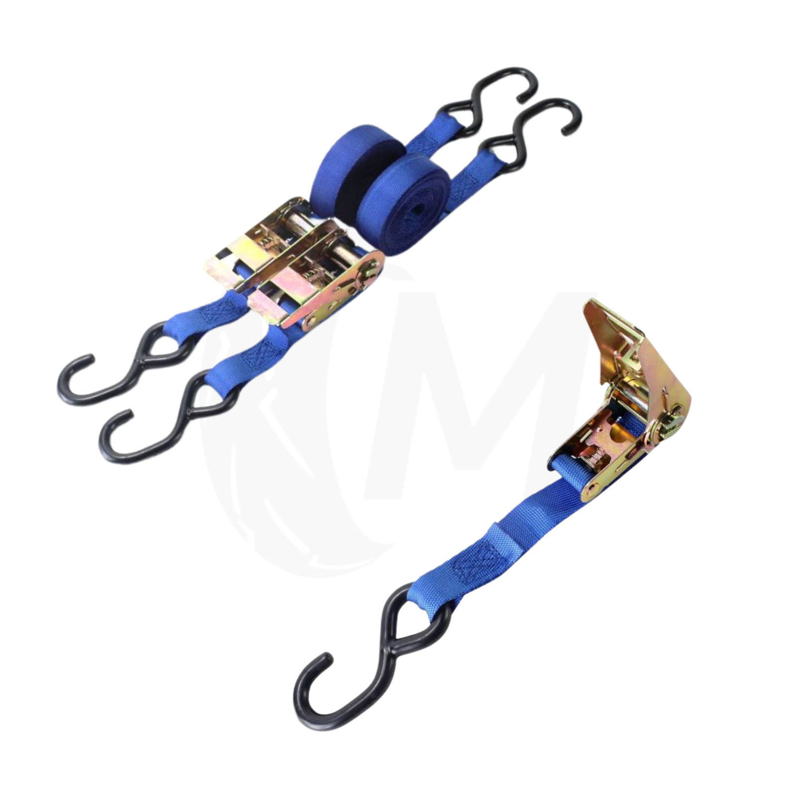 Bike It Universal Motorcycle Tie Down Ratchet Straps 5m x 25mm 250kg Load 2 Pack