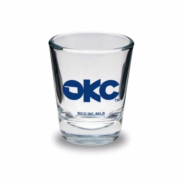 OKC Oklahoma City Baseball Club Collectible Souvenir Shot Glass Clear with Logo
