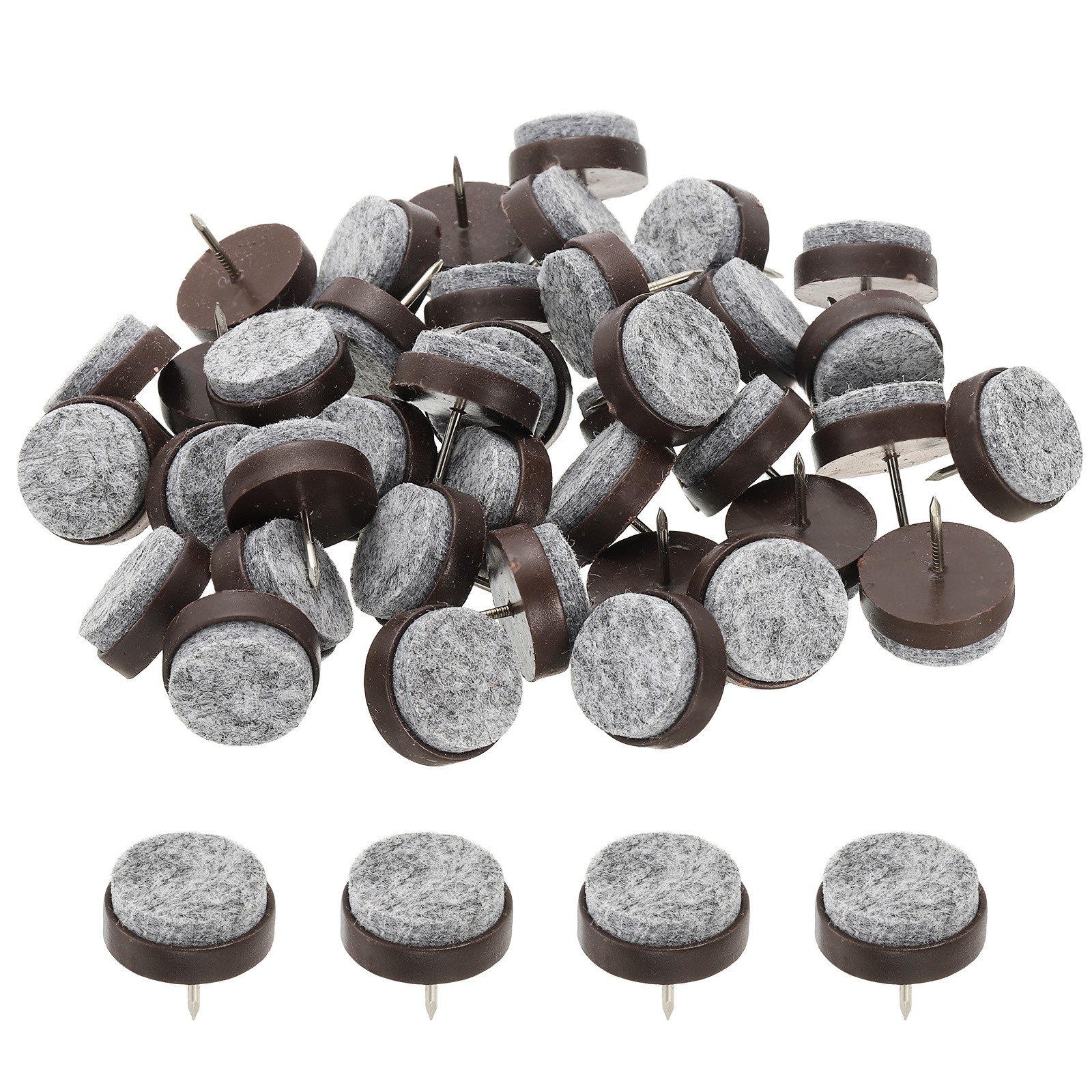72 Pcs 24 mm Nail-on Felt Pads, Round Felt Furniture Sliders Pads, Brown