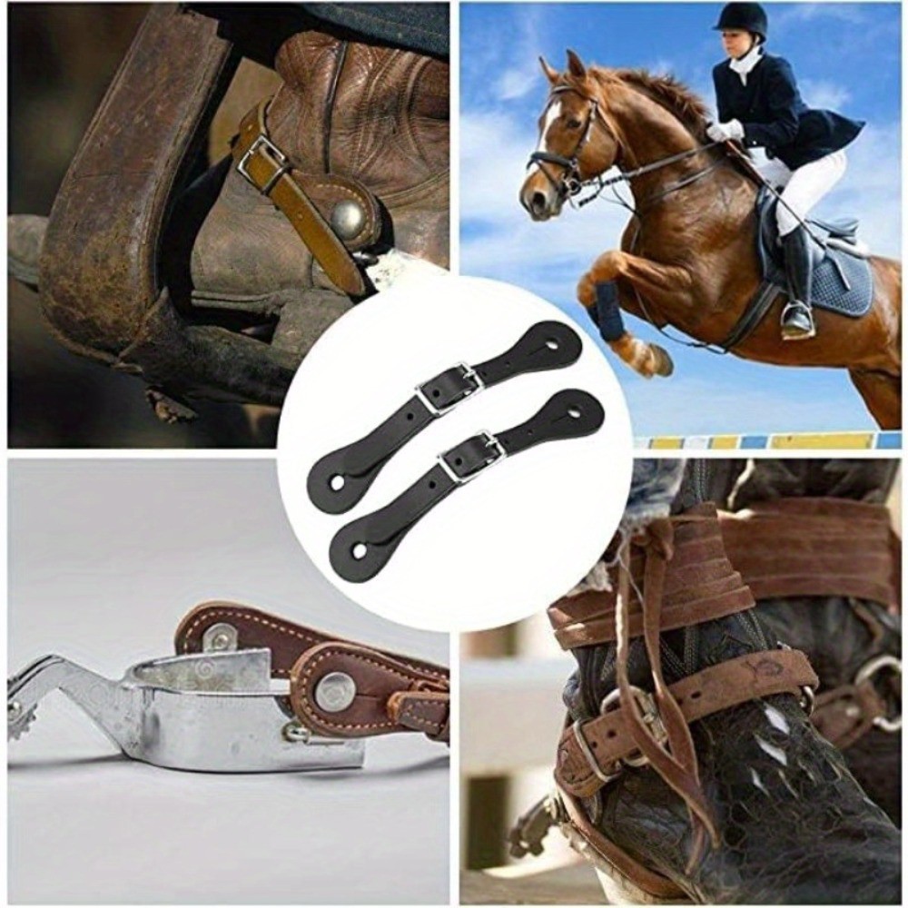 Pair of Adjustable Premium Faux Leather Spur Straps,Durable Equestrian Equipment