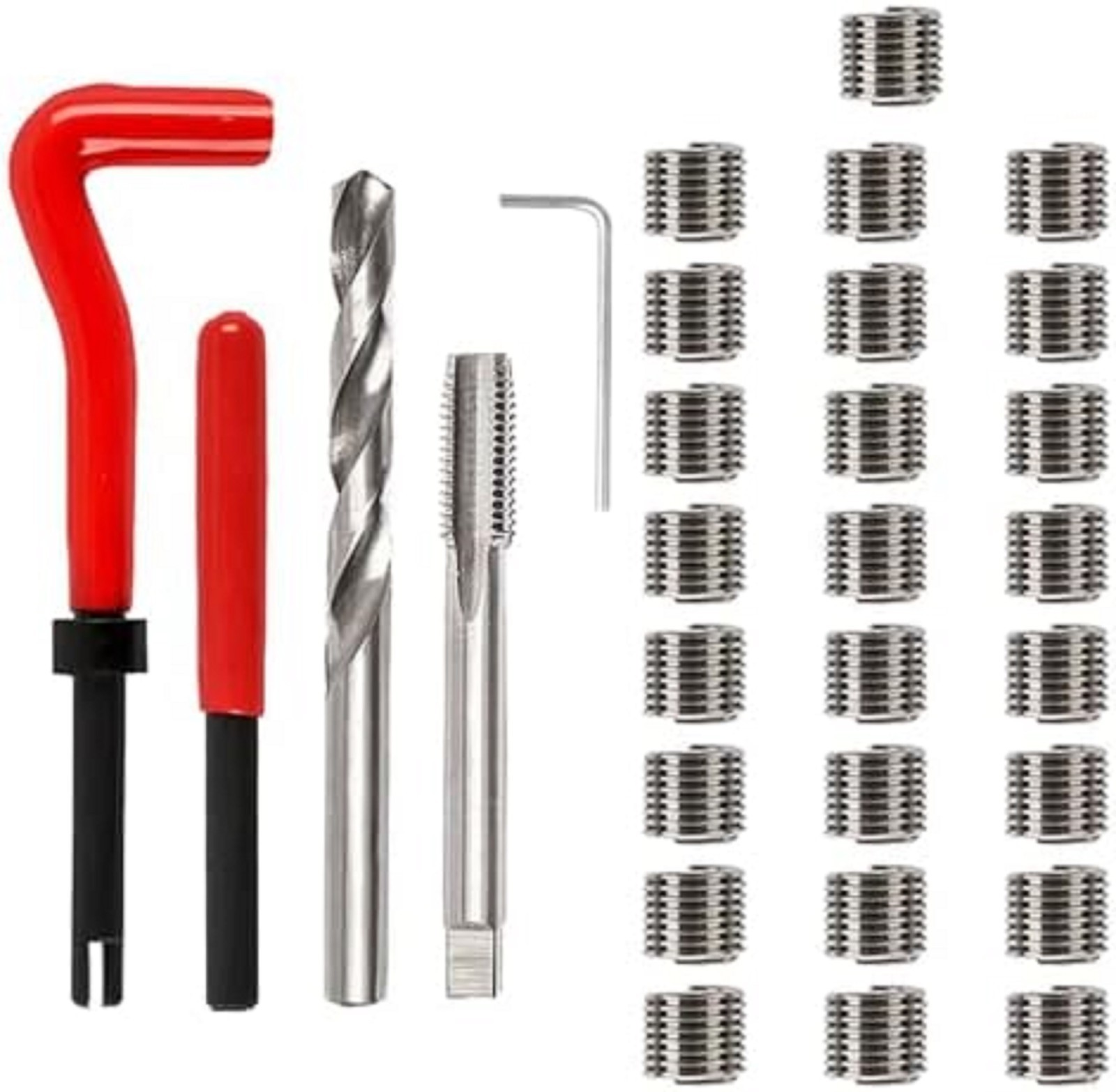 30PCS M6 x 1.0mm Thread Repair Insert Kit, Metric Helicoil Kit Compatible Hand T