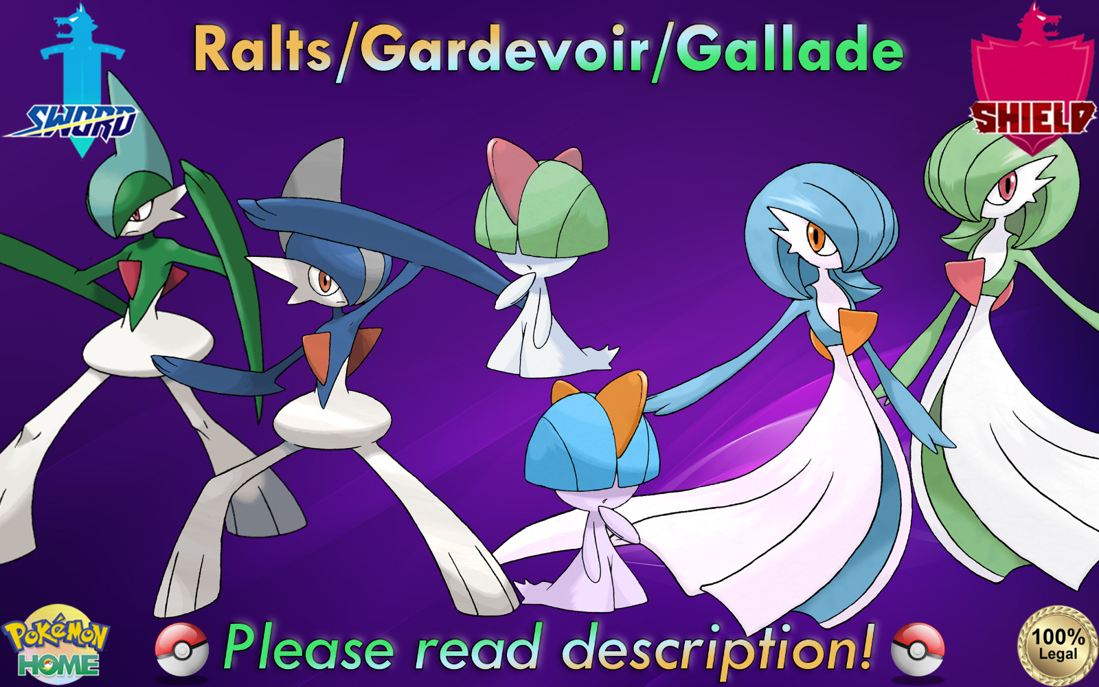 ⚔️Shiny Non-shiny Ralts Gardevoir Gallade 6IV🛡️Sword Shield HOME (💯Legal)