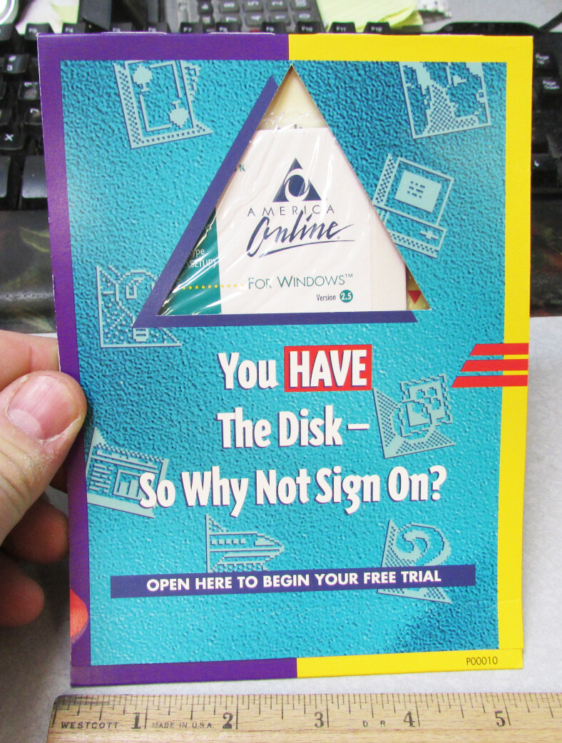 1995 AOL online version 2.5 free floppy disk mailer, NEW in original package