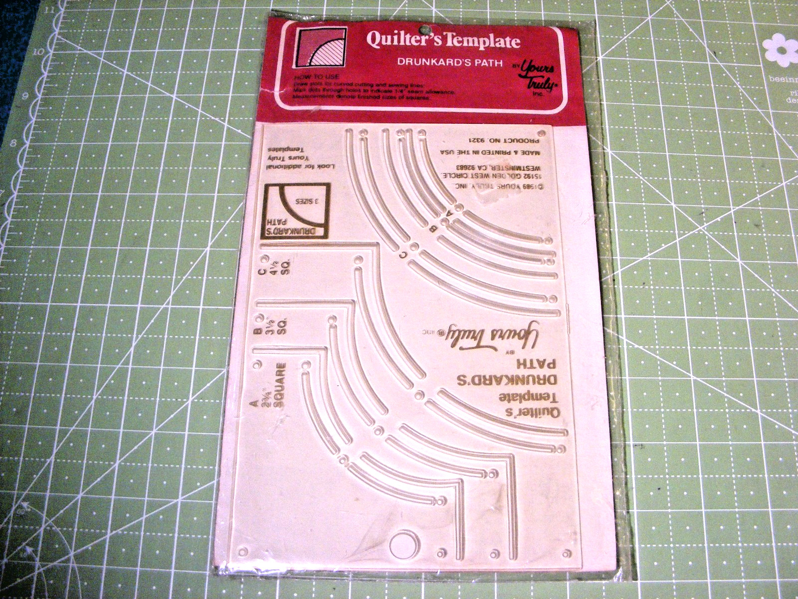 Yours Truly Quilters Template Drunkard’s Path or Rocky Road To Dublin Vintage
