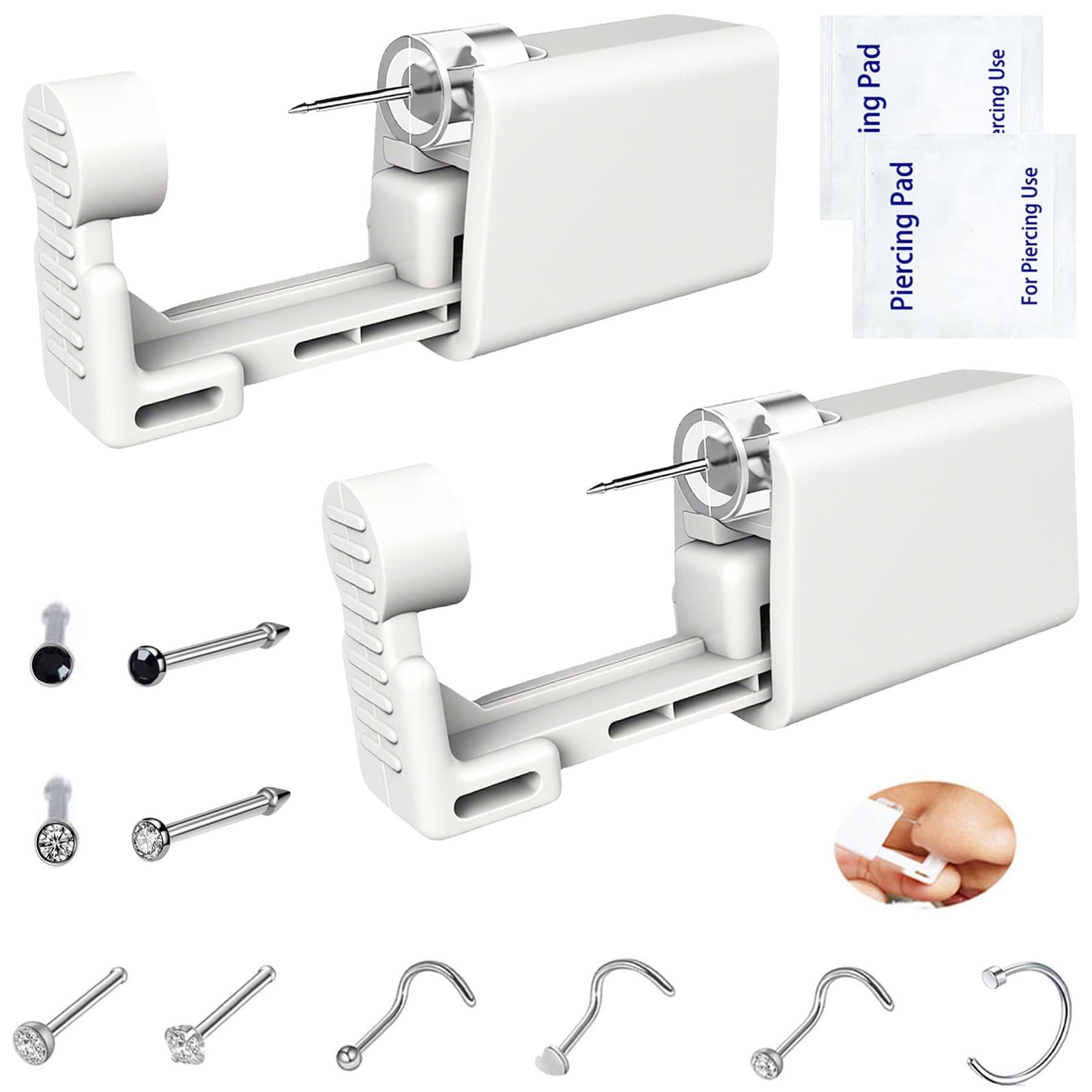 2 Pack Self Nose Piercing Gun Self Nose Piercing Gun Kit Safety Nose Piercing...