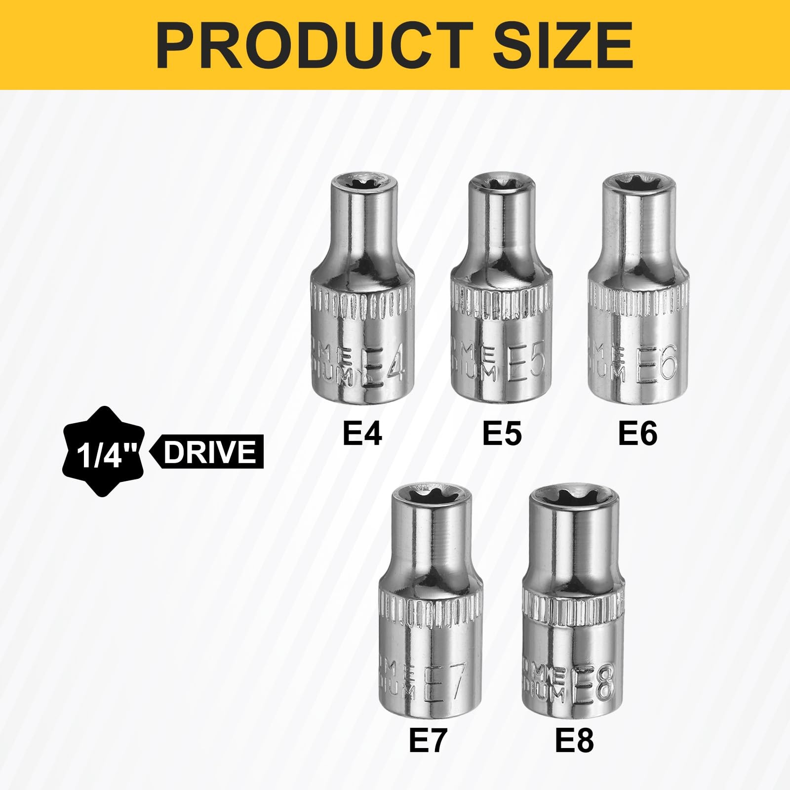 HARFINGTON 5pcs E-Torx Socket 1/4" Drive E4-E8 External Torx Deep Socket...