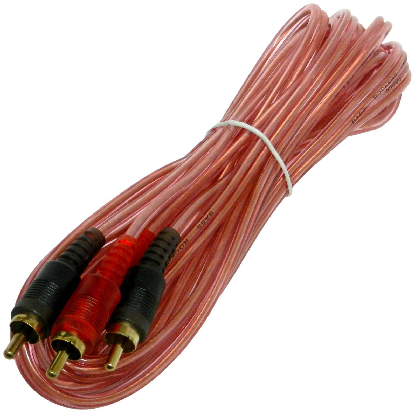 Long 17' Ft Feet 5m Shielded RCA Cable 2 Male to 2 Male Home Car Audio Amplifier
