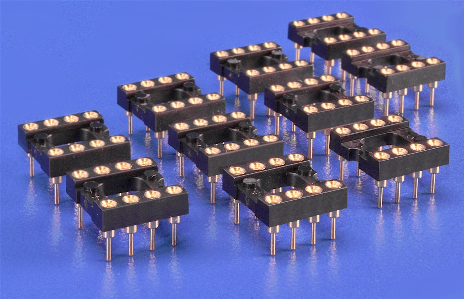 10 (Ten) 8-Pin DIP IC Sockets High Reliability Gold-Plate 555 Timer