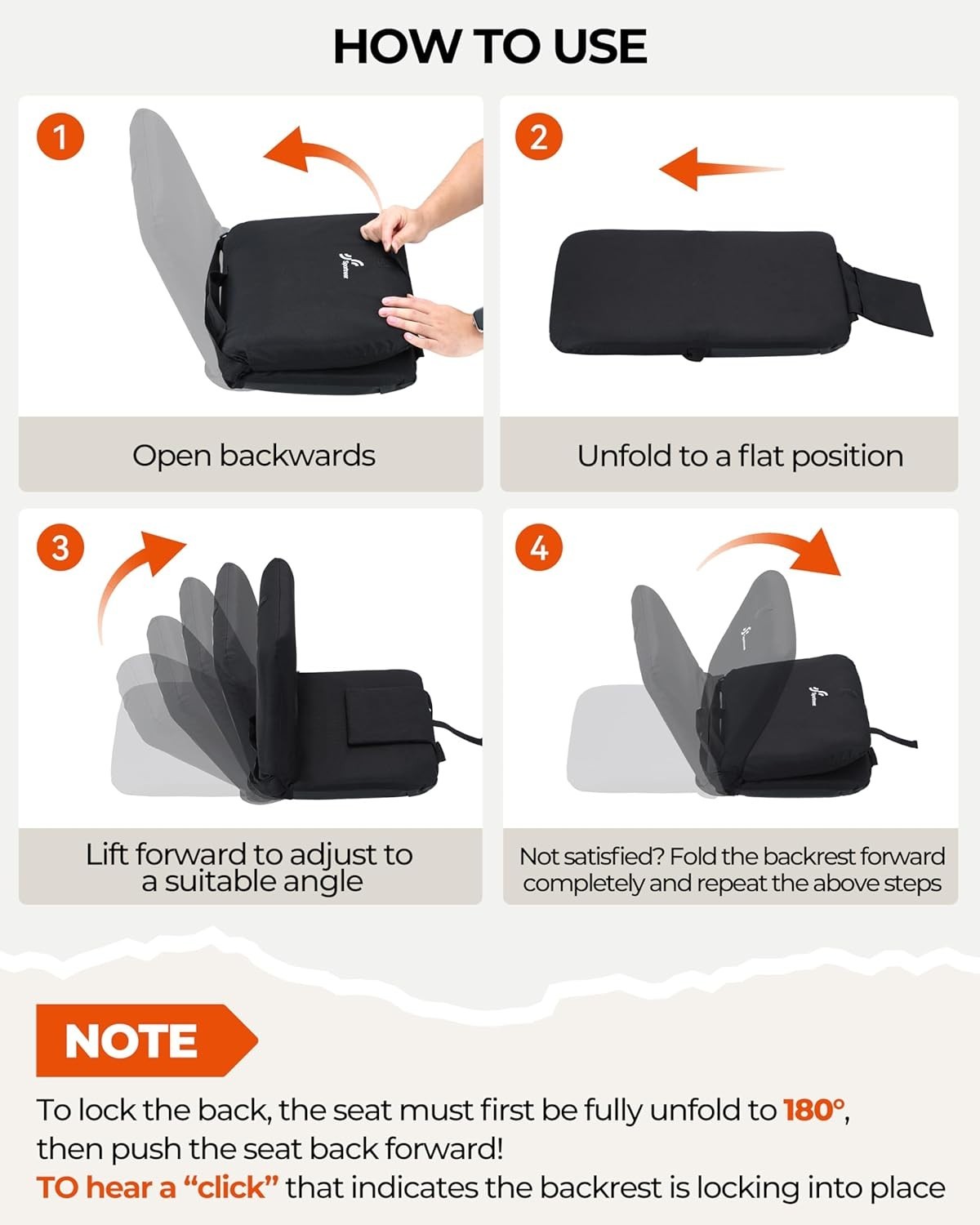 Stadium Seats with Back Support: 6 Reclining Position Folding Bleacher Chairs...