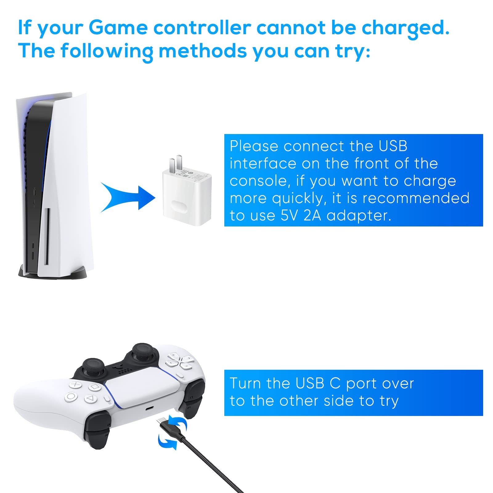 Charging Cable for Xbox Series/ for PS5/PS5 Pro Controller-16.4FT, Replacemen...