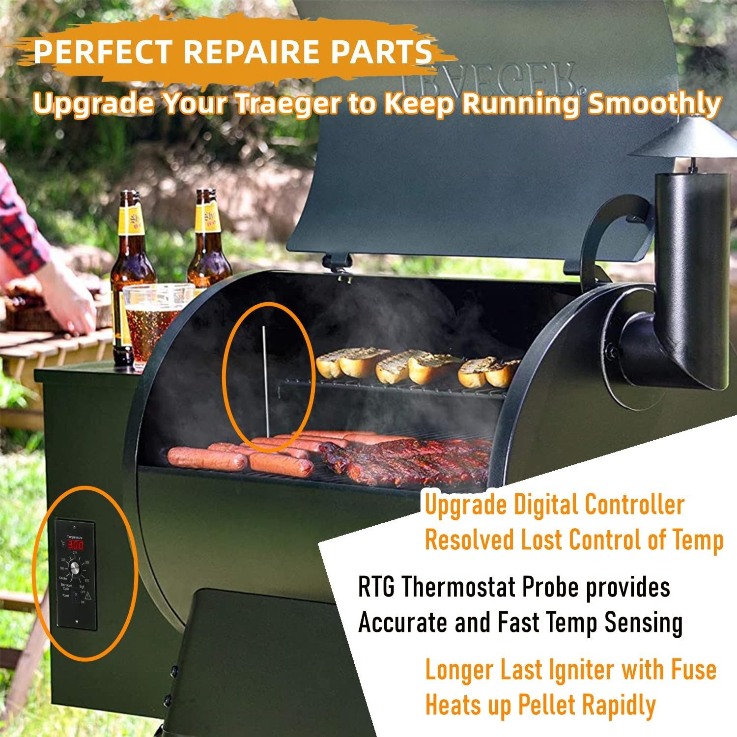 Digital Temperature Controller Replacement Parts BAC236 for Traeger Wood Pell...