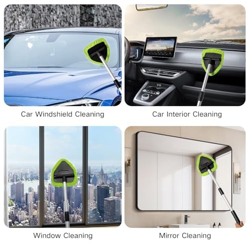 7pcs Windshield Cleaner Tool Car Window Cleaning Wash Kit with 4 Green