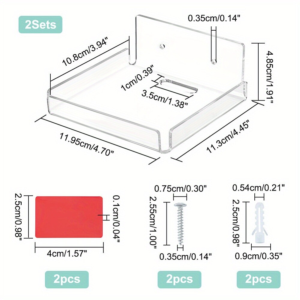 2sets Acrylic Wall Mounted Adhesive Router Storage Rack TV set Top box Holders