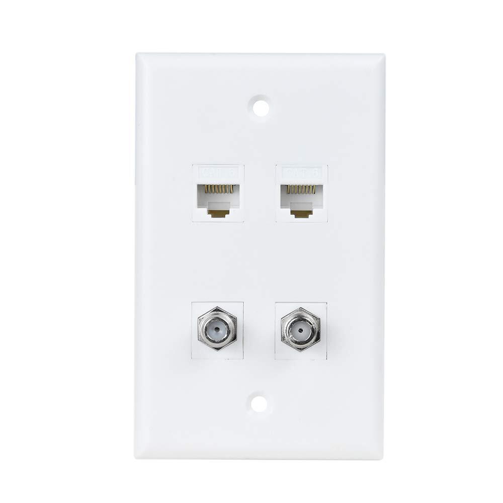 Bupldet 2 Ethernet 2 Coax Wall Plate Double Cat6 Ethernet Jacks And Dual Coaxial