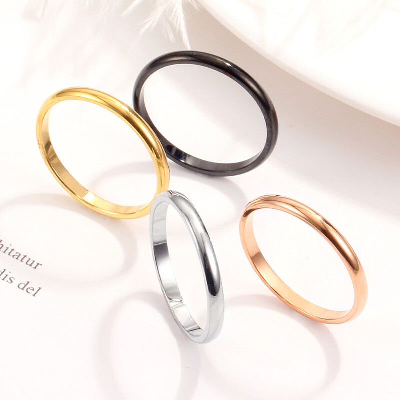 Stainless Steel Finger Ring Women Ring 2mm Couple Ring Circle Plain