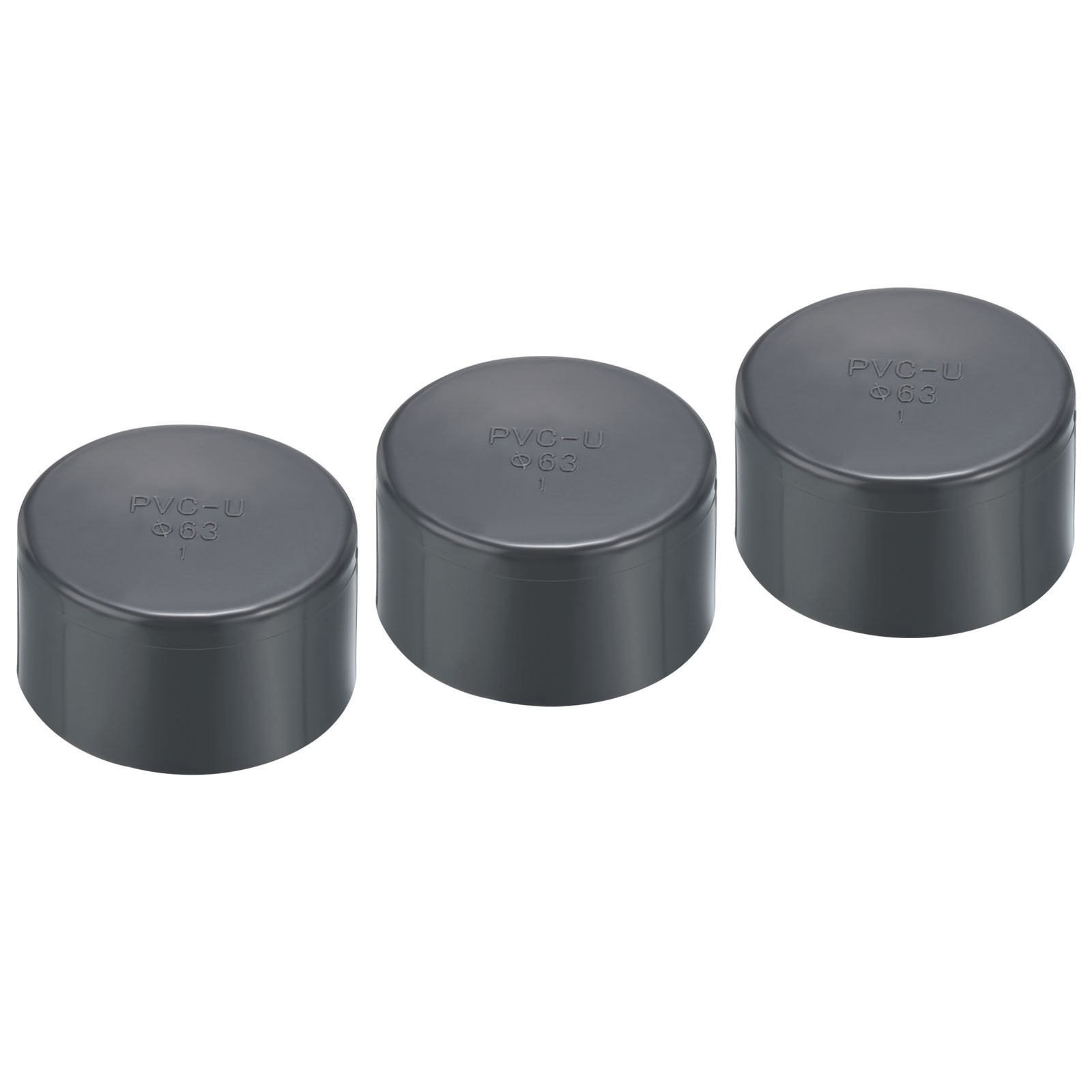2" UPVC Pipe End Cap Fitting, 3 Pack Furniture Grade Plug Coupling Grey