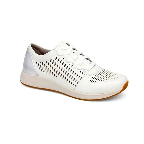 Dansko Charlie White Leather Sneaker, Women's Comfort Shoe