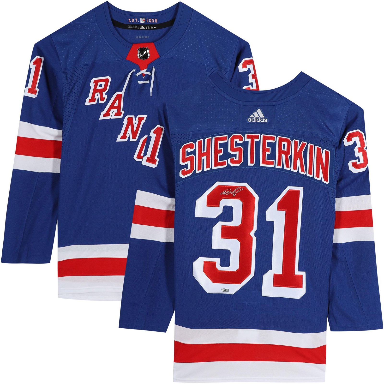 Signed Igor Shesterkin New York Rangers Signed Adidas Authentic Jersey