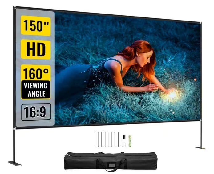 Projector Screen Stand 150 in. Portable Movie Screen 16:9   FO