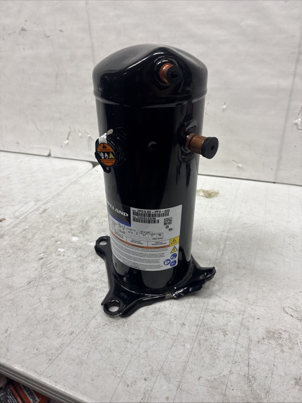 Copeland ZP51LXE-PFV-800 Hermetic Scroll Compressor R410A, 51,000BTU, 208/230Vac