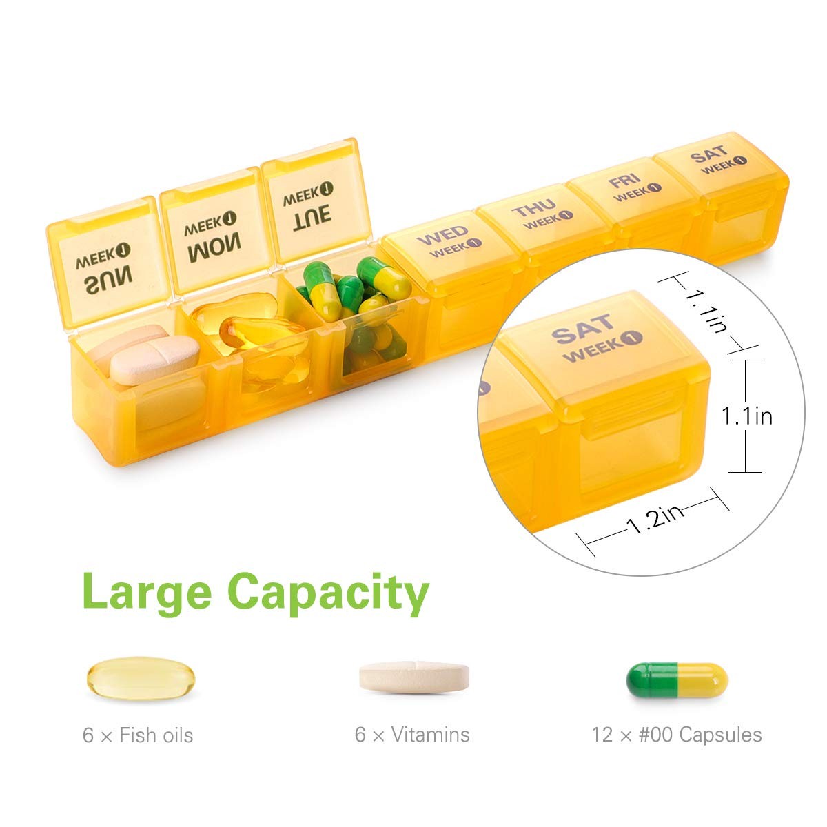 Monthly Pill Organizer, Moisture-Proof Large 28 Days Pill Box with Removable ...