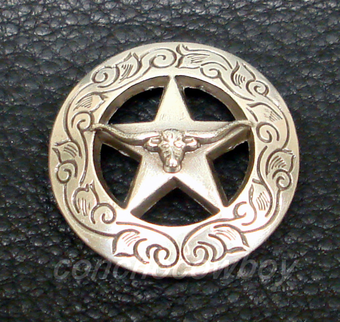 WESTERN HORSE HEADSTALL SADDLE TACK LONGHORN STEER STAR CONCHO 1-1/8"