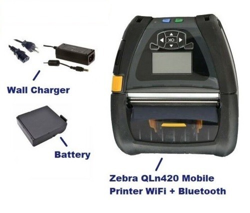 Zebra QLn420 Barcode Printer, WiFi, Bluetooth w/ Battery, Charger, Belt Clip!