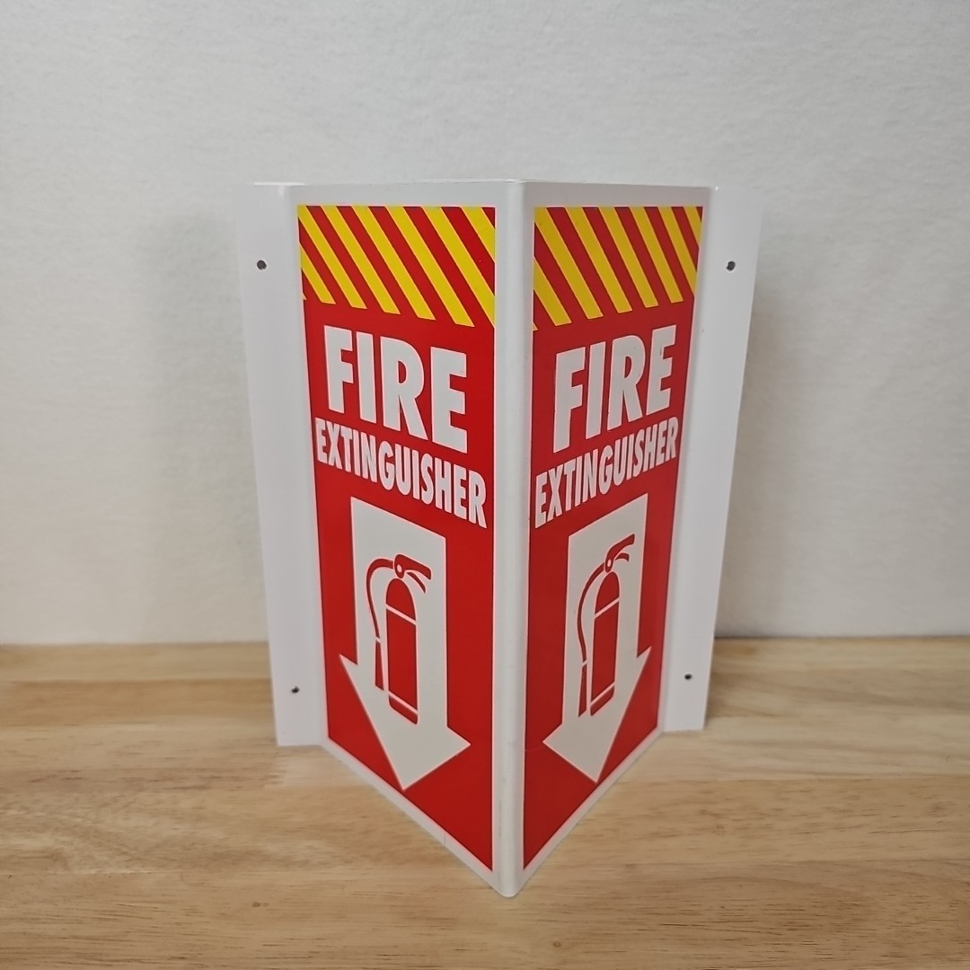 Lot Of 5 Fire Extinguisher Wall Safety Signs Plastic Vshaped