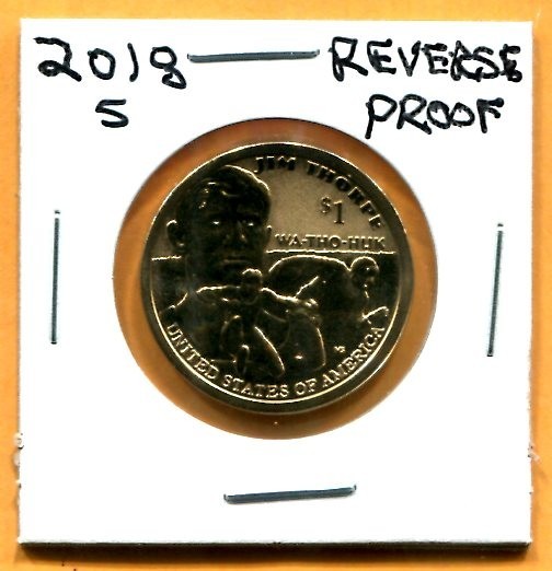 Gem 2018-S  REVERSE PROOF Native American Dollar-Jim Thorpe Reverse - Free Ship