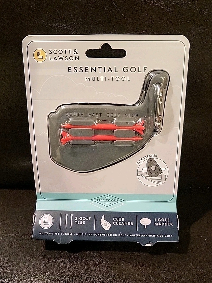 SCOTT & LAWSON ESSENTIAL GOLF MULTI-TOOL 2 Golf Tees-Club Cleaner-1 Golf Marker