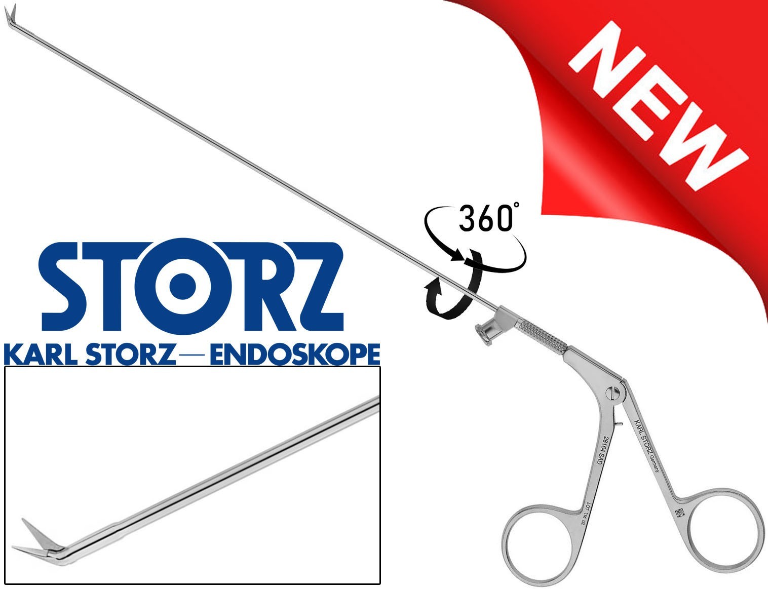 KARL STORZ 28164SAD ENT Delicate Micro Fine 360°- 45° Upturn 5mm Jaw Scissors 9"