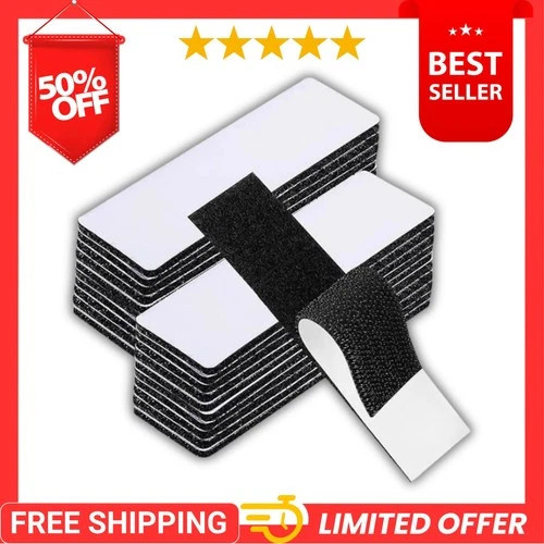 20 Sets Heavy Duty Hook & Loop Adhesive Strips 1x4” Black Sticky Back Fastener